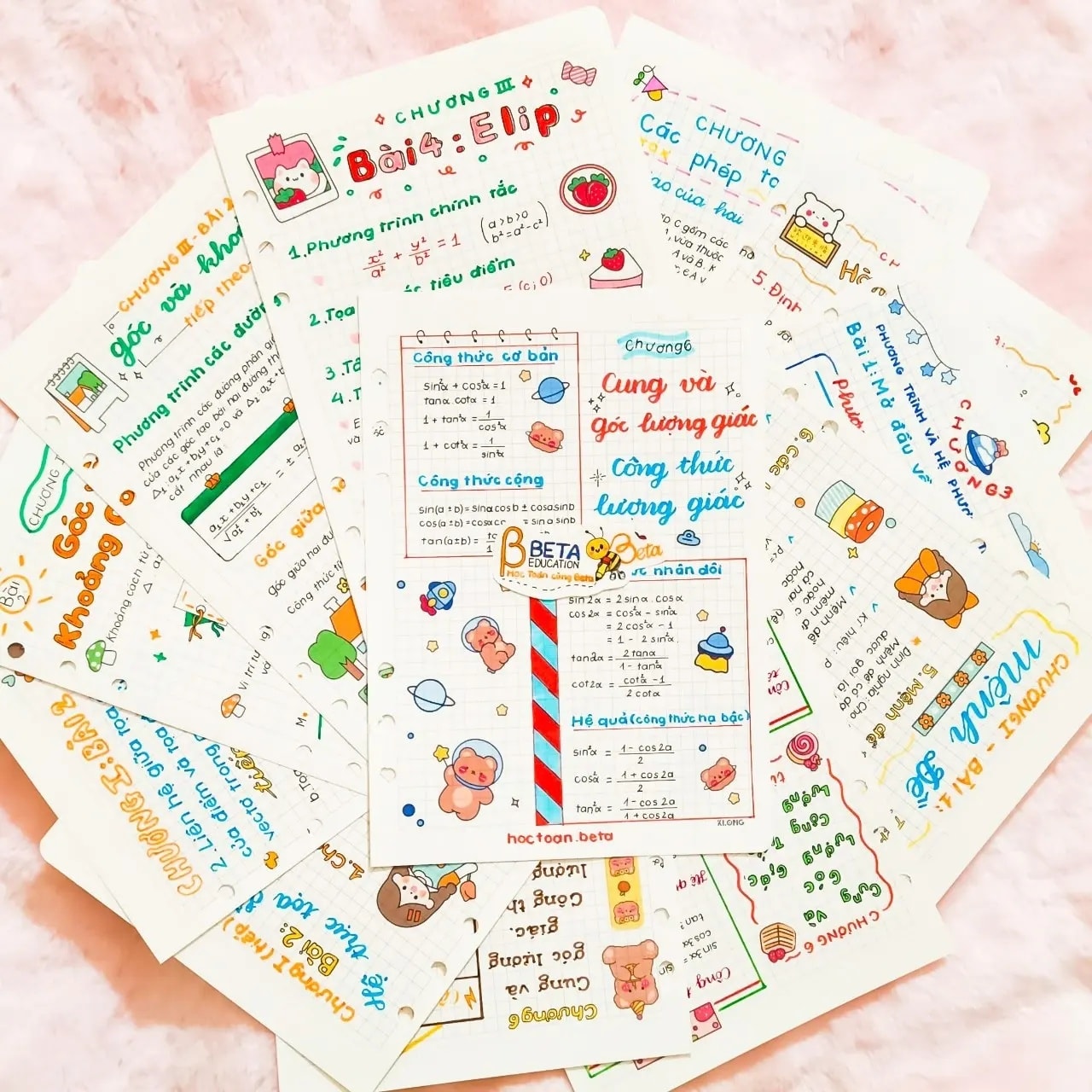 Sách- Sổ Takenotes tổng hợp kiến thức Toán 8 trang trí sticker ghi sẵn công thức và bài giải mẫu