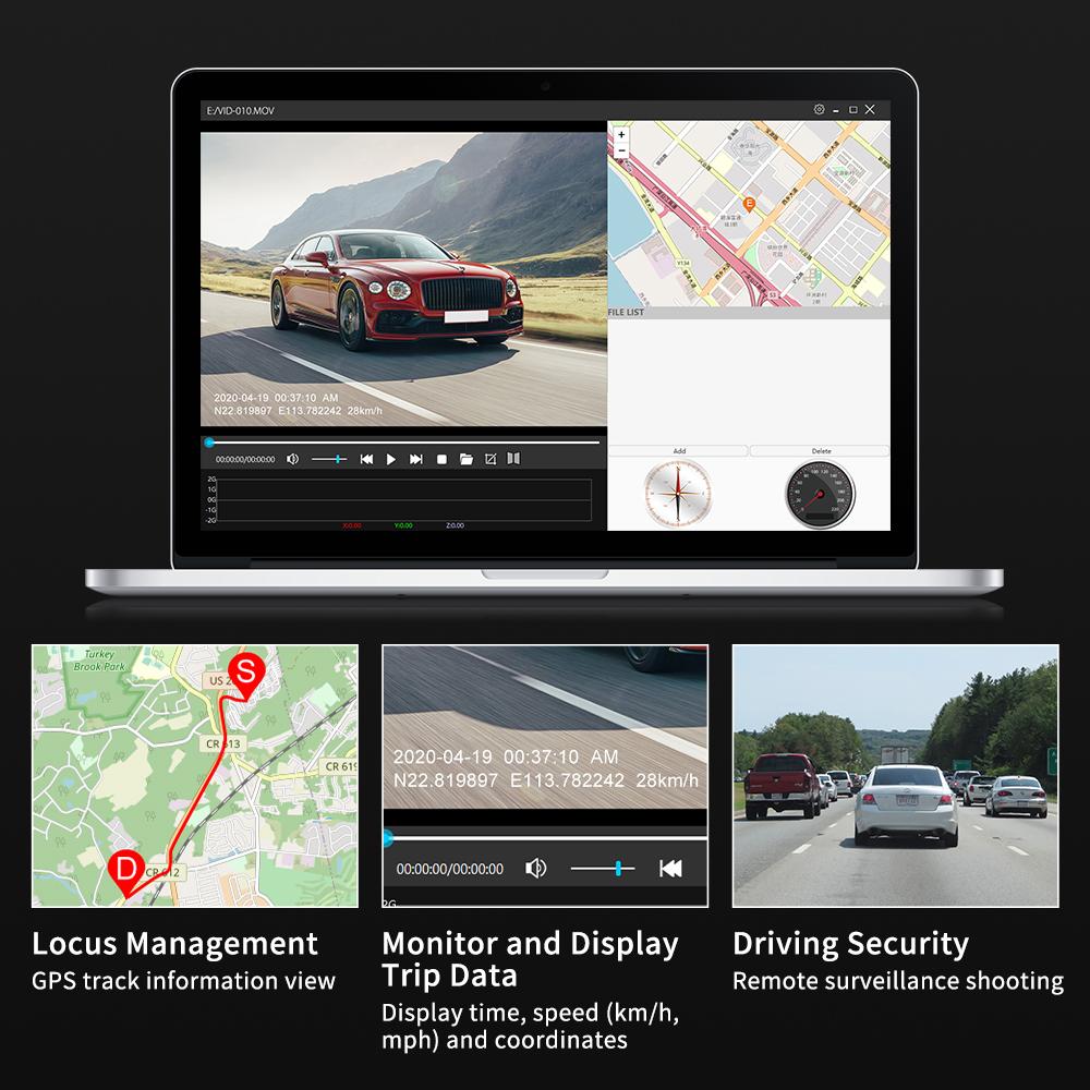 Thieye 1080p Dash Cam HD Video Car Recorder 3.0 inch Hỗ trợ cam phía sau máy ảnh xe hơi xe hơi DVR 24H Đỗ xe tự động ghi tên màu: Carbox6 với GPS