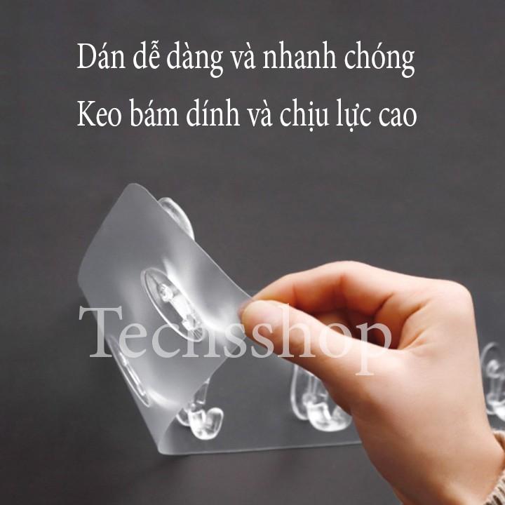 Miếng Dán Tường 6 Móc Trong Suốt Và Hoa Văn Nhiều Mẫu Treo Quần Áo, Đồ Đạc Trong Nhà Tắm Nhà Bếp