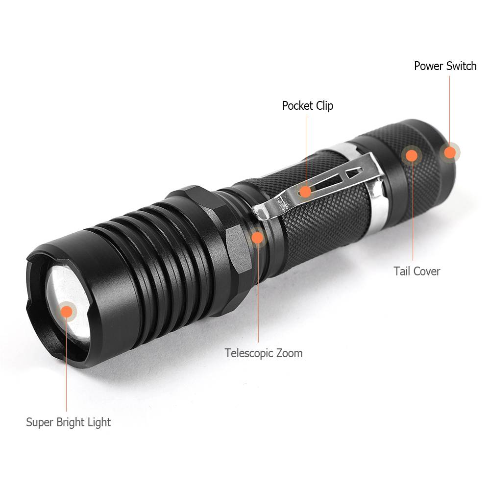 Đèn pin cầm tay ngoài trời 5 chế độ dành cho các hoạt động cắm trại, săn bắt