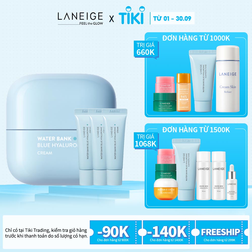 [Made in Korea] Bộ Kem Dưỡng Ẩm Cho Da Dầu Và Da Hỗn Hợp Laneige Water Bank Blue HA Oily 50ml + 30ml