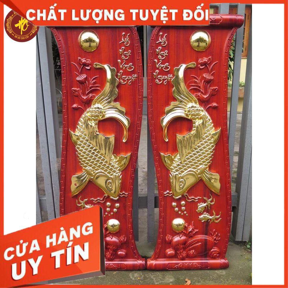 Tranh gỗ cá, lý ngư vọng nguyêt, cá chép trông tranh, gỗ hương dát vàng