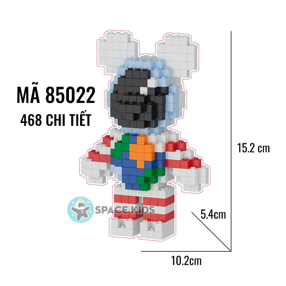 Mô hình lắp ráp gấu bearbrick 15cm, đồ chơi mô hình 3d gấu bạo lực Bearbrick cho bé