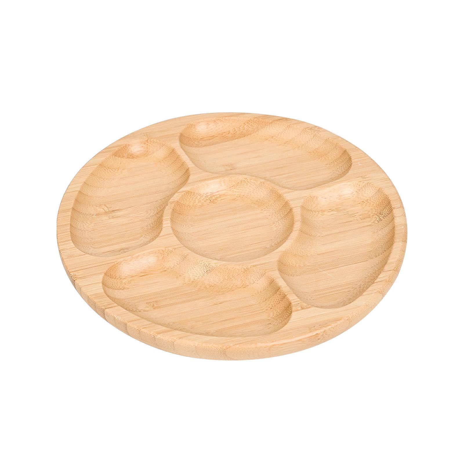 Wooden Tray with 5 Compartments Wooden Food Tray for Candies Party Appetizer