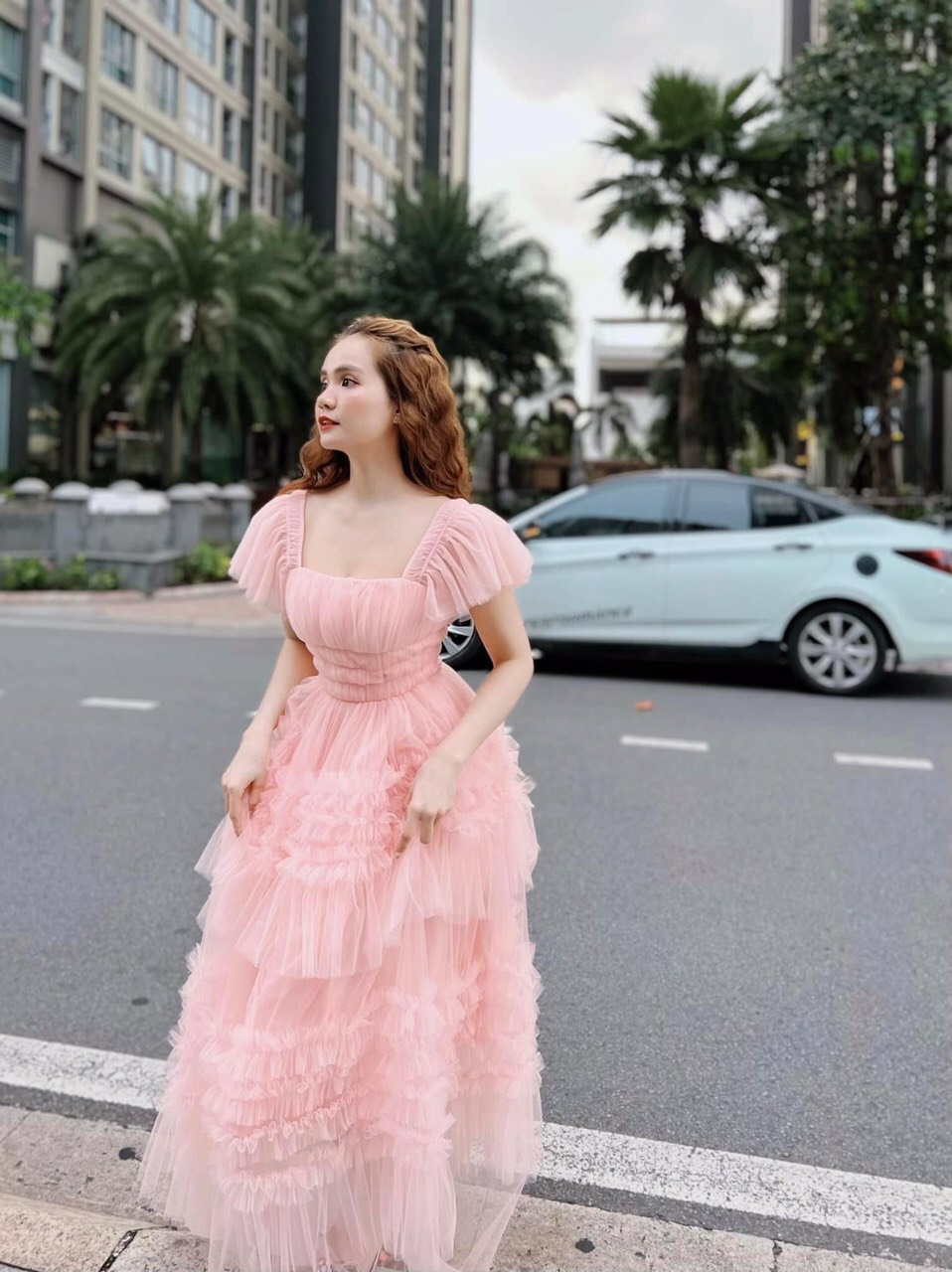 Đầm Xòe Dự Tiệc Ren Voan Dễ Thương