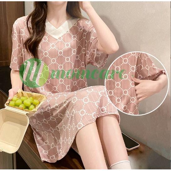 Váy ngủ bầu và sau sinh cho con bú ti SLEEPY - Đồ đầm mặc nhà Cotton cho mẹ thời trang mùa hè Đẹp Giá Rẻ Bigsize 2023