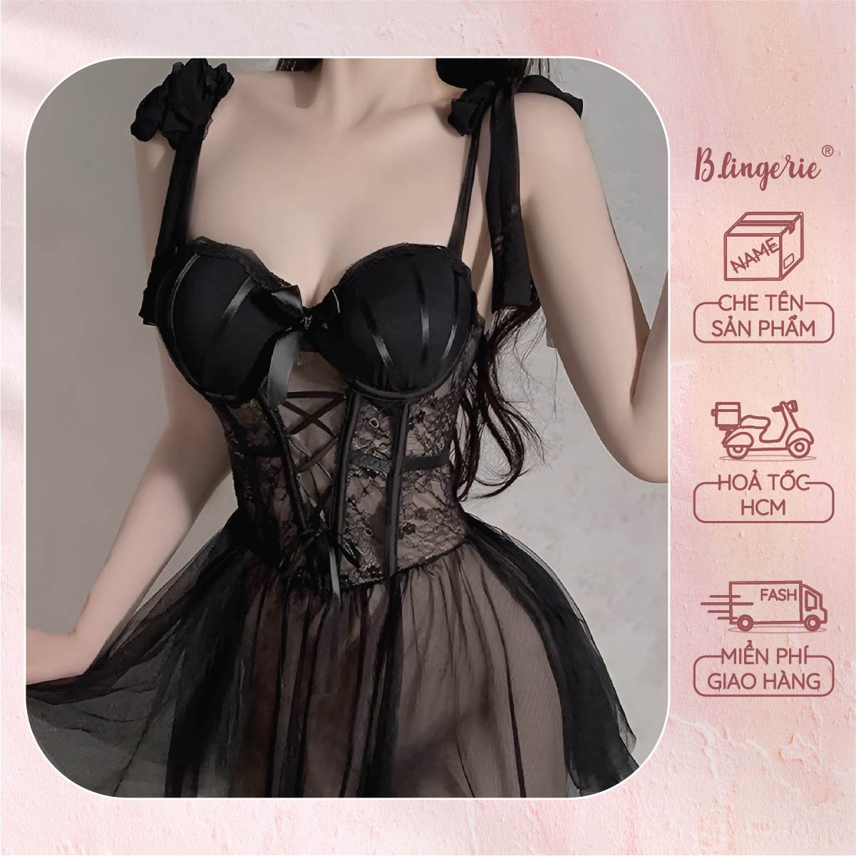 Váy Ngủ Nữ Phối Ren (Không kèm quần) - B.Lingerie