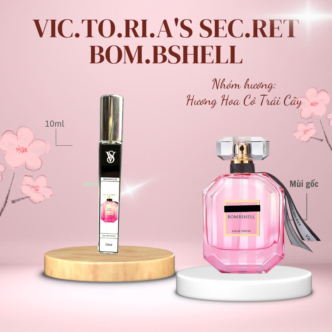 Tinh dầu nước hoa dạng xịt 10ml Vic.to.ri.a's Sec.ret Bom.bshell ngọt ngào, dễ thương