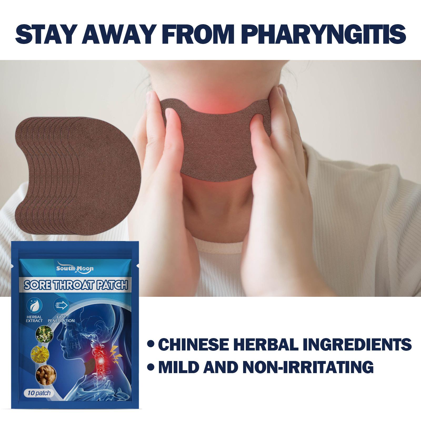South Moon 10 Patches Sore Throat Patch Throat Pain Relief Patch Stickers Relieve Sore Dry Cough Itching Throat