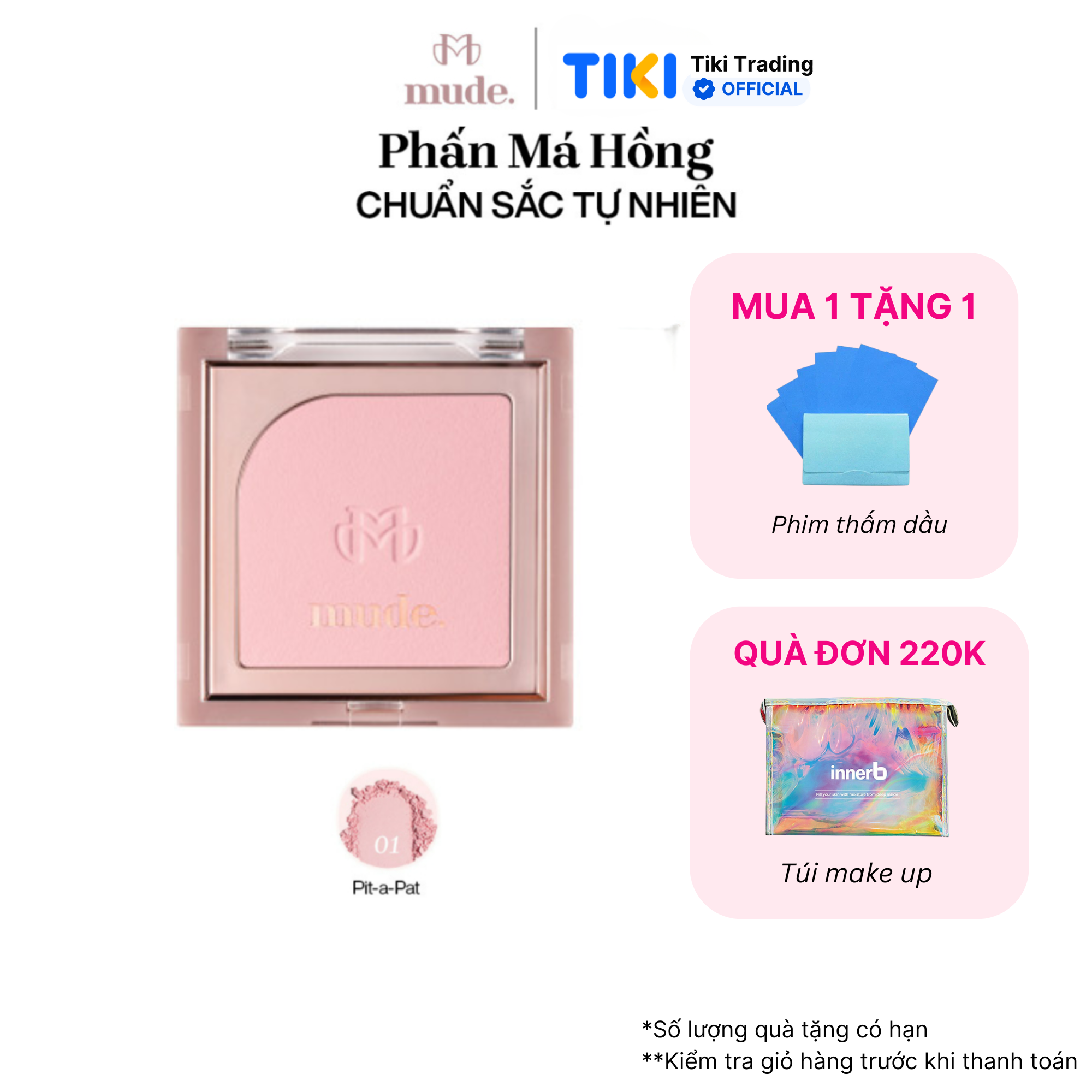 Phấn Má Hồng Mịn Lì Kiềm Dầu Chuẩn Màu mude Flutter Blusher (5g)