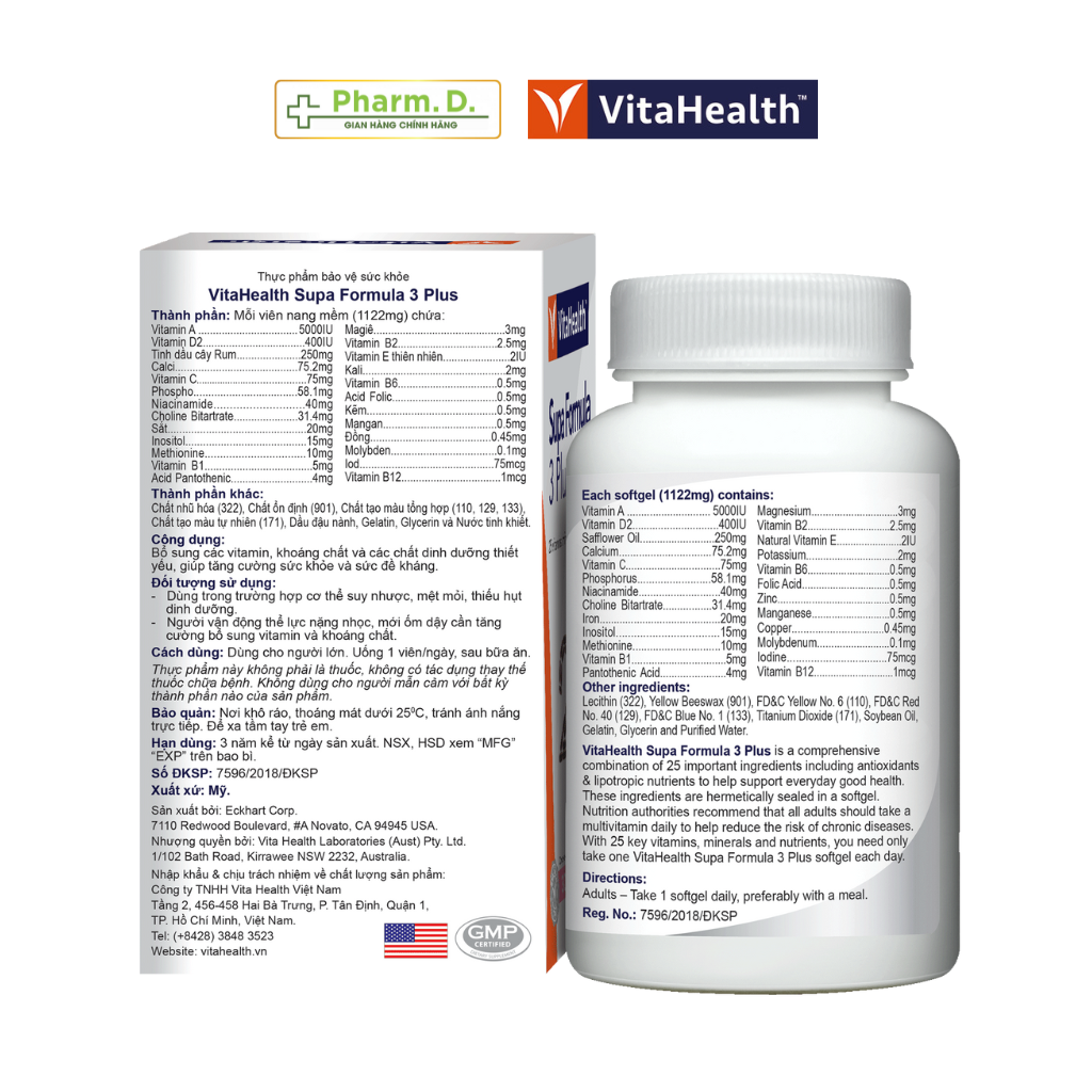 Hình ảnh Viên Uống Bổ Sung Vitamin Tổng Hợp Tăng Sức Đề Kháng VITAHEALTH Supa Formula 3 Plus ( Hộp 30 Viên)