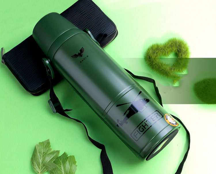 HOT Bình Giữ Nhiệt 1000ml Cỡ Lớn Chất Liệu Inox 304 Có Nắp Làm Cốc - Ly Bình Giữ Nhiệt Dáng Quân Đội 5151
