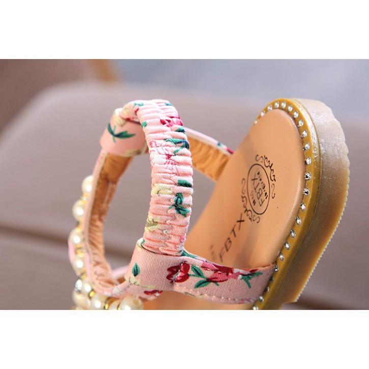 Dép Sandal Bé Gái Cổ Chun Đính Hạt 2 - 6 Tuổi ( H999 )