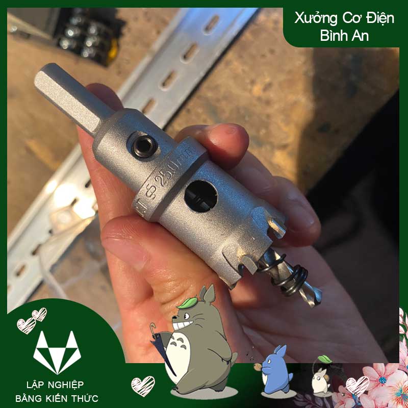 Mũi vét đường kính phi 25mm inox khoan khoét lỗ tròn đầu hợp kim có định tâm
