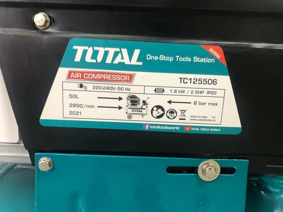 MÁY NÉN KHÍ CÓ DẦU 1.8KW (2.5 HP) 50 LÍT TOTAL TC125506 - HÀNG CHÍNH HÃNG