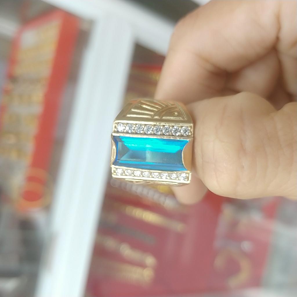 Nhẫn nam vàng vonfram đá xanh,đỏ dùng không phai màu-bảo hành 5 năm toàn quốc