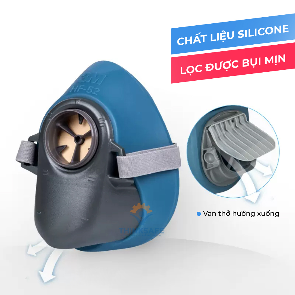 Mặt nạ phòng độc 3M HF52 kèm 10 tấm lọc 3744K, mặt nạ lọc bụi, lọc hơi/khí độc
