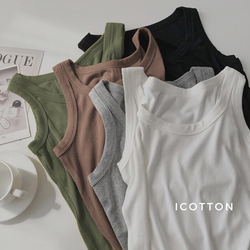 Áo ba lỗ nữ ️ICOTTON️ Áo tanktop khoét vai chất liệu thun tăm mặc mềm mịn mát