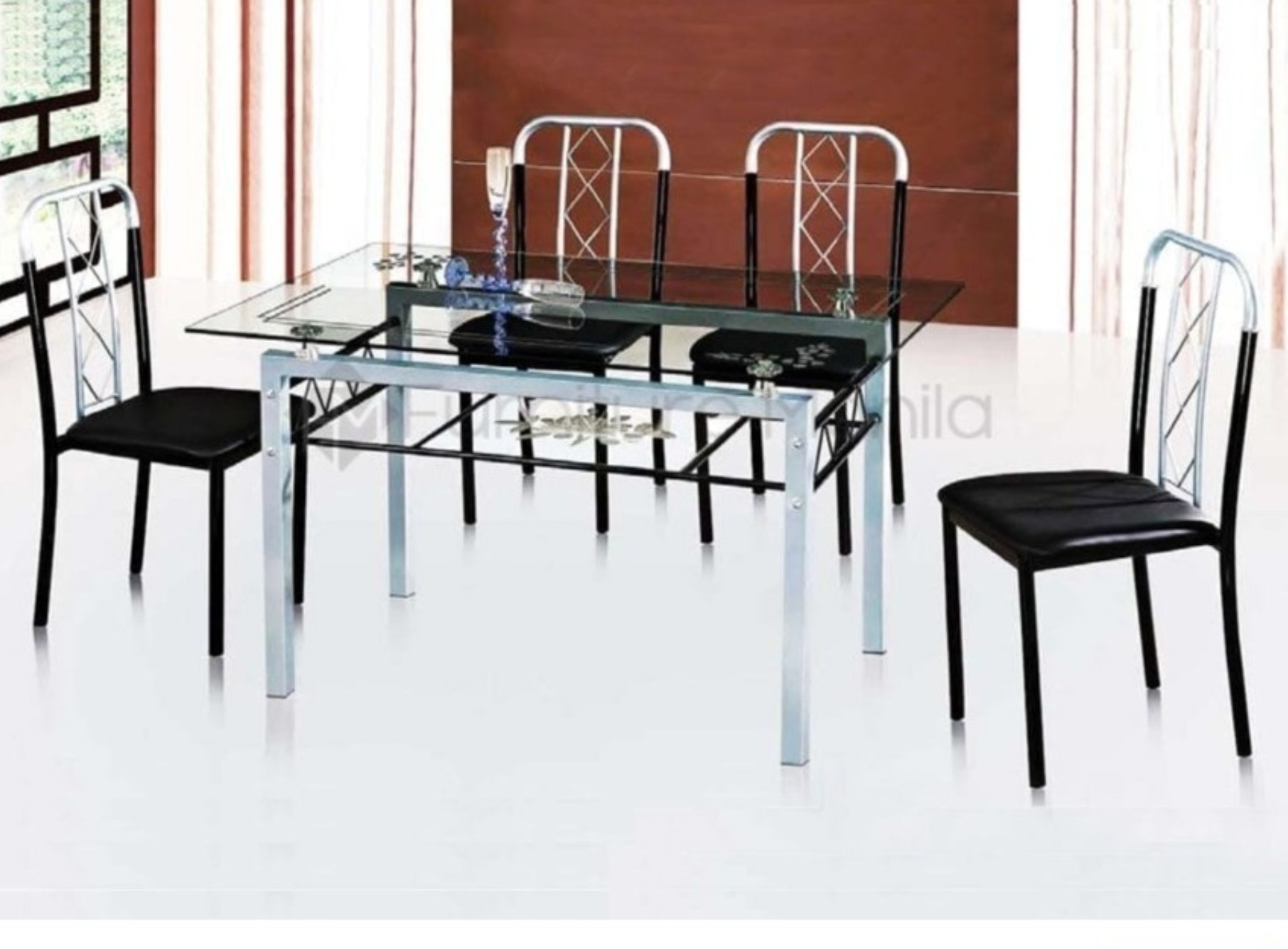 Bộ bàn ghế ăn mặt kính Tundo thiết kế hiện đại