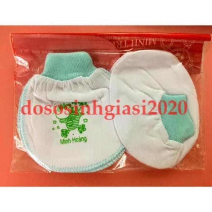 Set 5 đôi bao tay chân trắng cổ bo cho bé sơ sinh