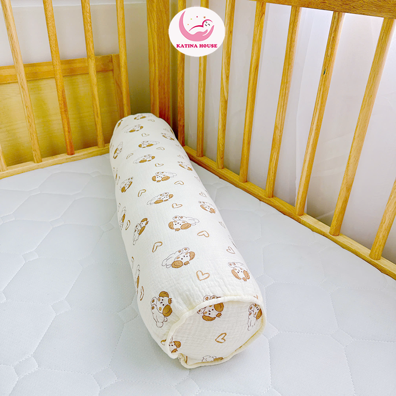 Gối ôm trẻ em Katina House, chất vải muslin mềm nhẹ, mát, thoáng khí, thấm hút siêu tốt