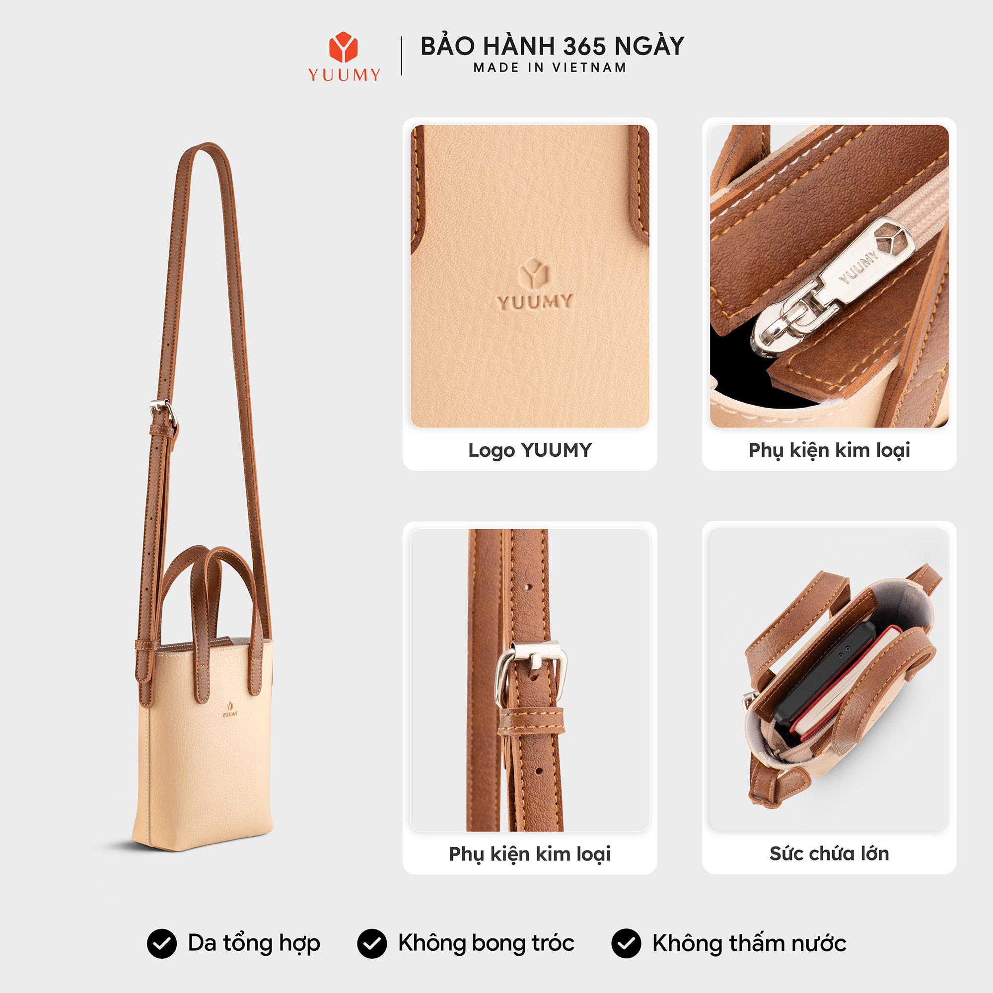 Túi Yuumy ( Thời trang nữ dáng chữ nhật mini - Túi đeo chéo da Bergen YN305 )