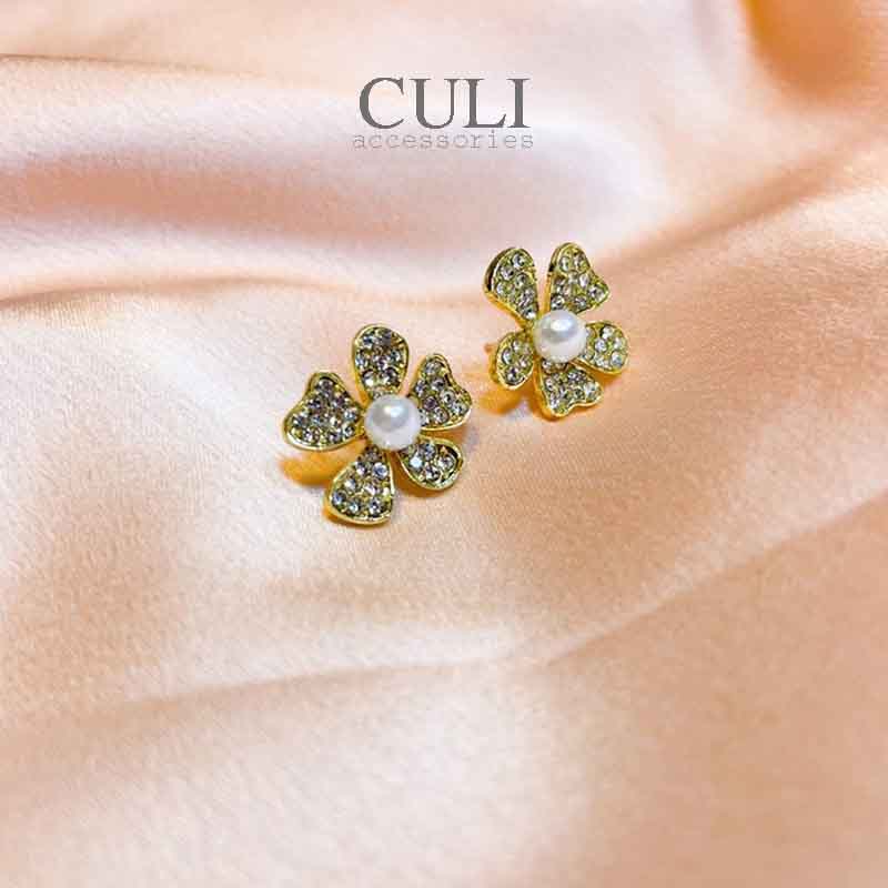 Khuyên tai, Bông tai thời trang hình hoa đính đá HT660 - Culi accessories