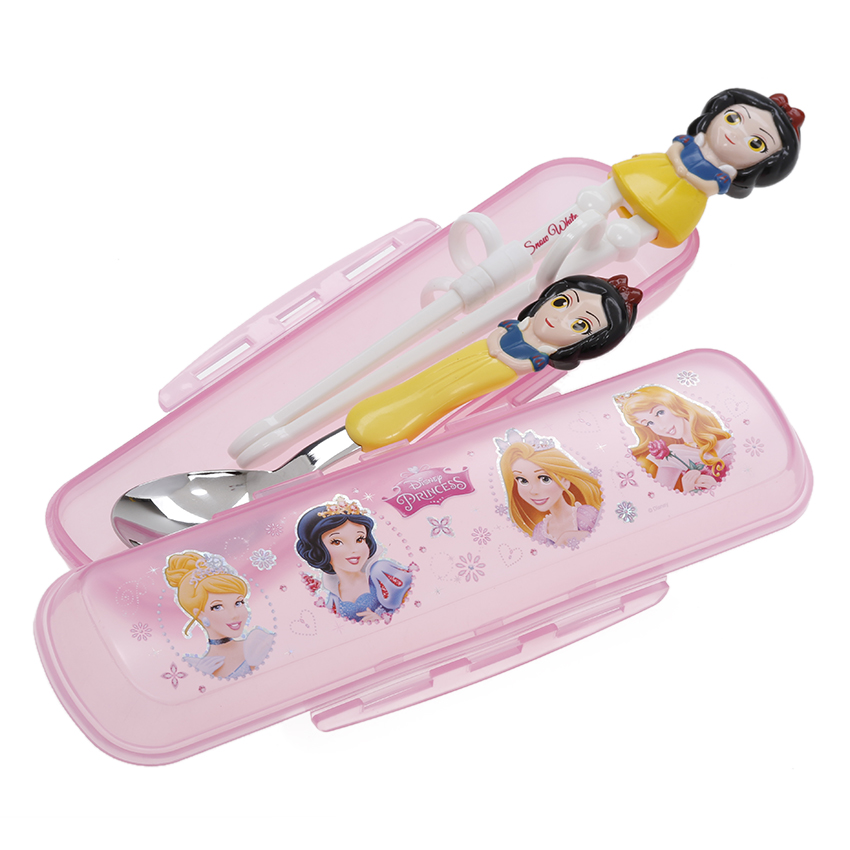 Set 3in1 đũa tập ăn và muỗng ăn kèm hộp đựng hình công chúa bạch tuyết Snow White 3D cho trẻ em - DP2191