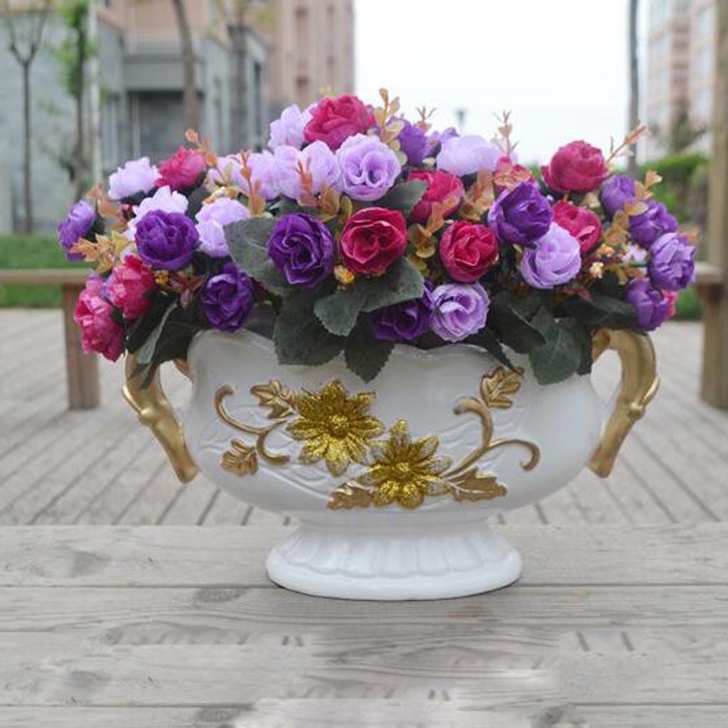 2X Artificial 21-Head Rose Silk Flower Floral Wedding Home Decor Purple