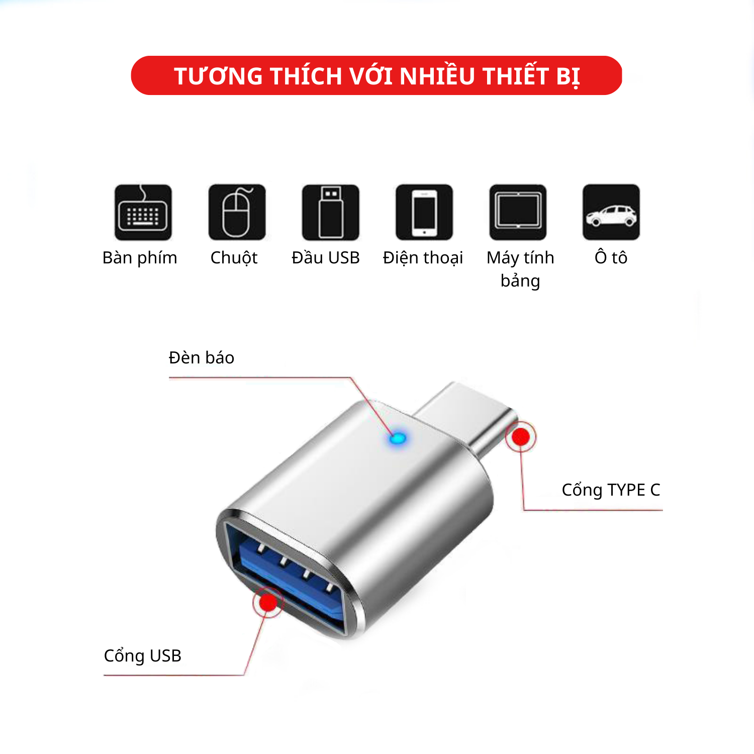 Đầu Chuyển Đổi USB TYPE-C Sang USB 3.0 - Hàng Chính Hãng Tamayoko