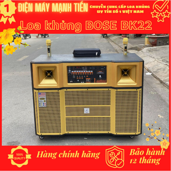 Loa kéo di động MTMax BK22 - Dàn karaoke ngoài trời bass 4 tấc đôi ngang, 2 treble - Loa khủng long công suất cực lớn đến 6000W - Kèm 2 micro không dây UHF -Đầy đủ kết nối Bluetooth, AV, USB, SD card, TWS