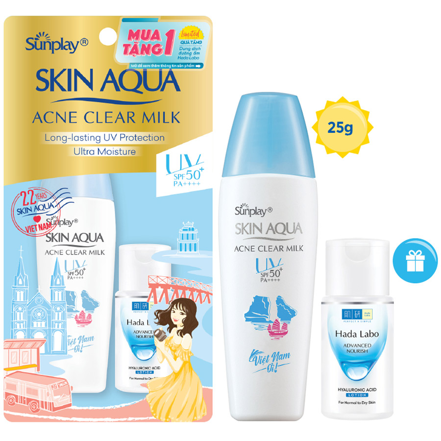 Sữa chống nắng dưỡng da ngừa mụn Sunplay Skin Aqua Acne Clear Milk Limited Edition SPF 50+, PA++++ (25g)