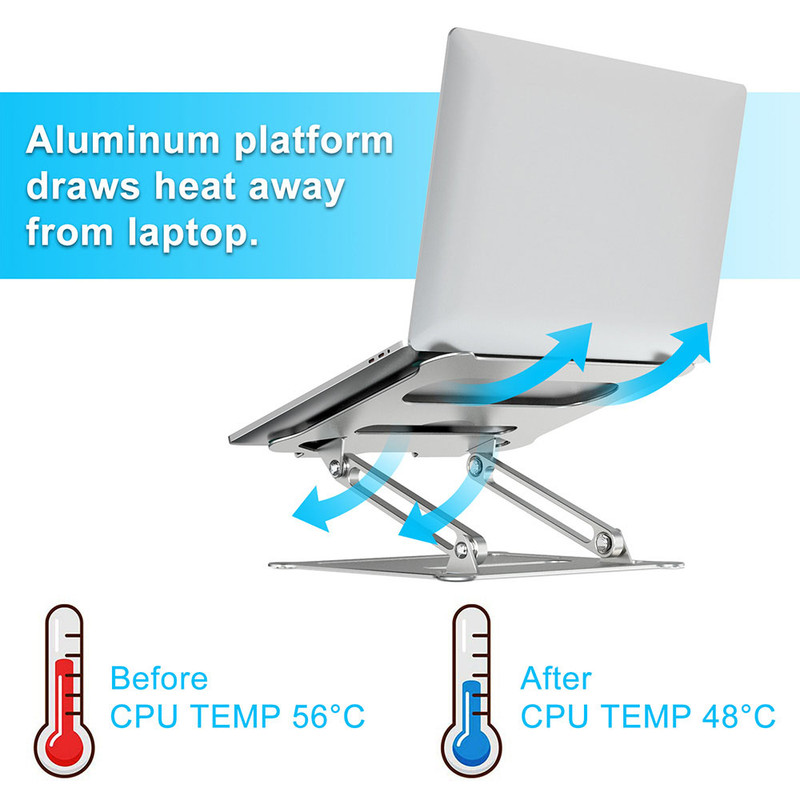 Adjustable Aluminum Laptop Stand Ergonomic Multi-Angle Desk Laptop Holder w/Heat-Vent for Notebook MacBook Dell HP More 10-17.3"