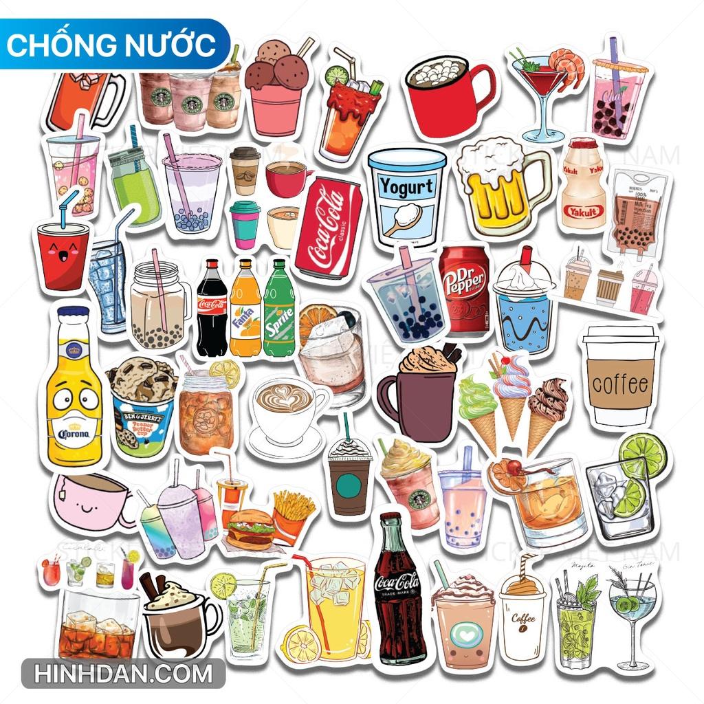 Sticker Đồ Uống - Drinks - Dán Trang Trí - Chất Liệu PVC Cán Màng Chất Lượng Cao Chống Nước, Chống Nắng, Không Bong Tróc Phai Màu