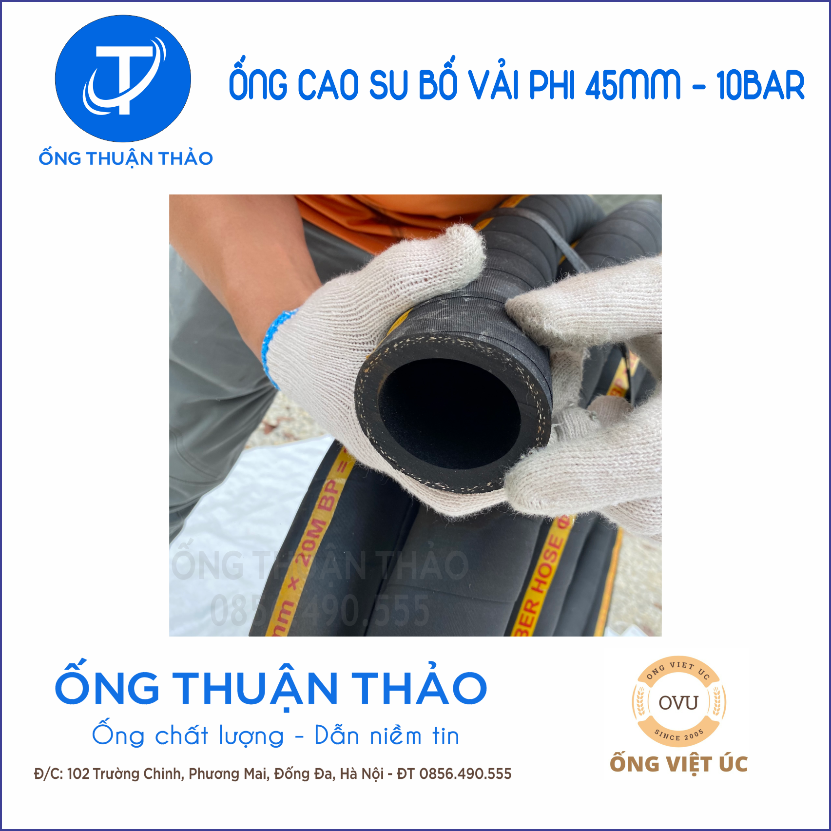 Ống Ống Cao Su Bố Vải Phi 48mm 10Bar cuộn 20mét - Hàng Nhập Khẩu - Ống Thuận Thảo