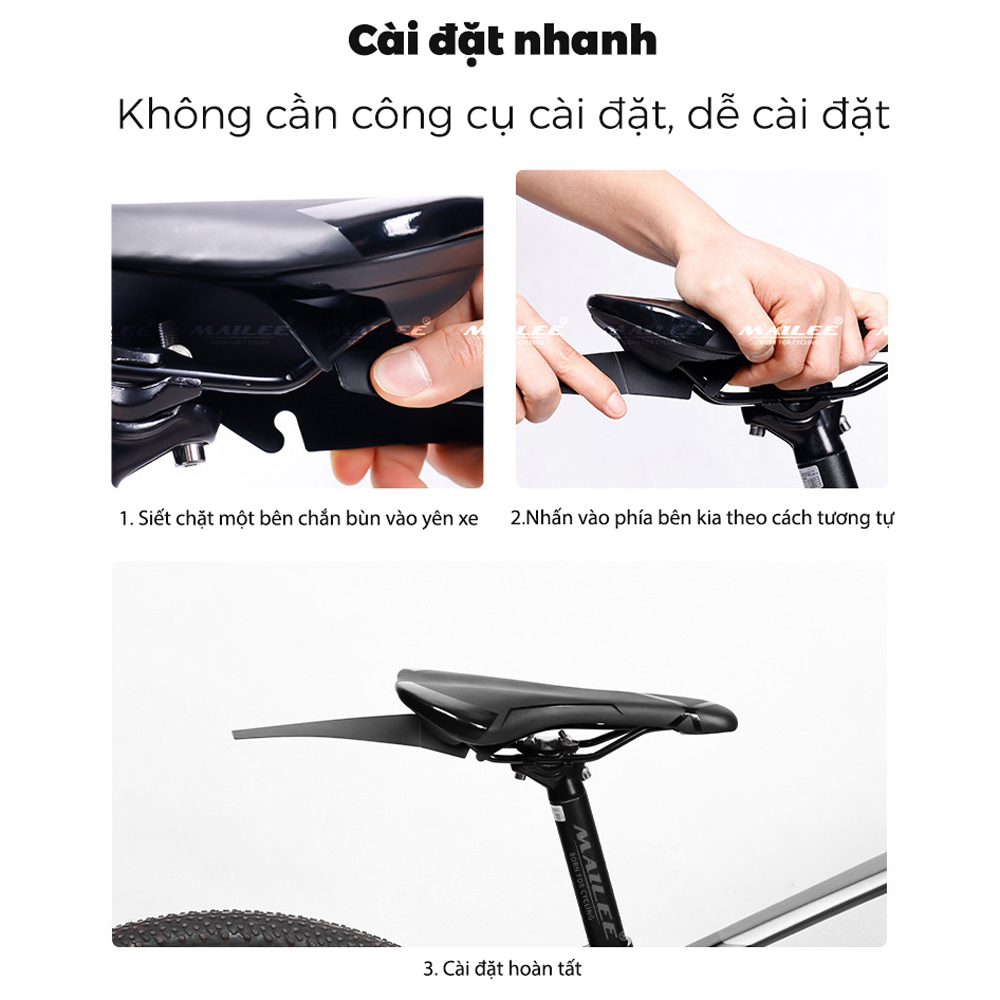 Tấm Chắn Bùn Xe Đạp Sau Gắn Nhanh AS-01 dài 33cm, chống bắn bẩn gắn dưới yên xe đạp - Mai Lee