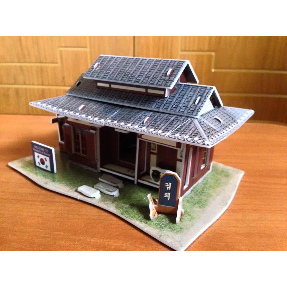 Mô hình giấy 3D - Bộ nhà truyền thống Hàn Quốc - Kimchi house- W3159h