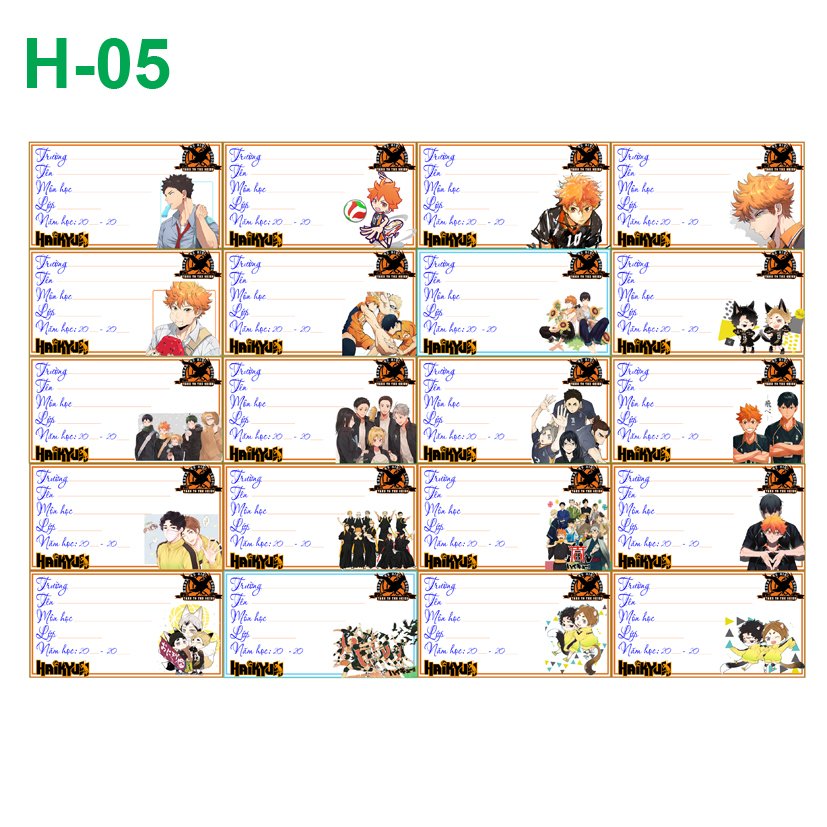 Nhãn vở set 40 nhãn Haikyuu!!