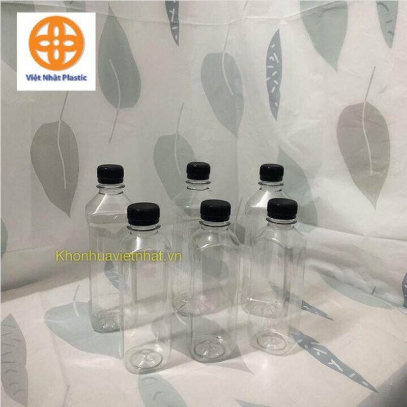 Set 10 Chai nhựa đựng trà sữa, nước ép nắp đen dung tích 330ml