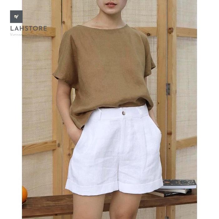 Bộ linen nữ tay cánh rơi nút xẻ sau trẻ trung LAHSTORE