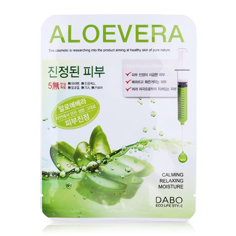 Combo 10 Miếng Đắp Mặt Nạ Nha Đam Dabo Aloe Vera First Solution Mask Pack Hàn Quốc (23g / Gói)