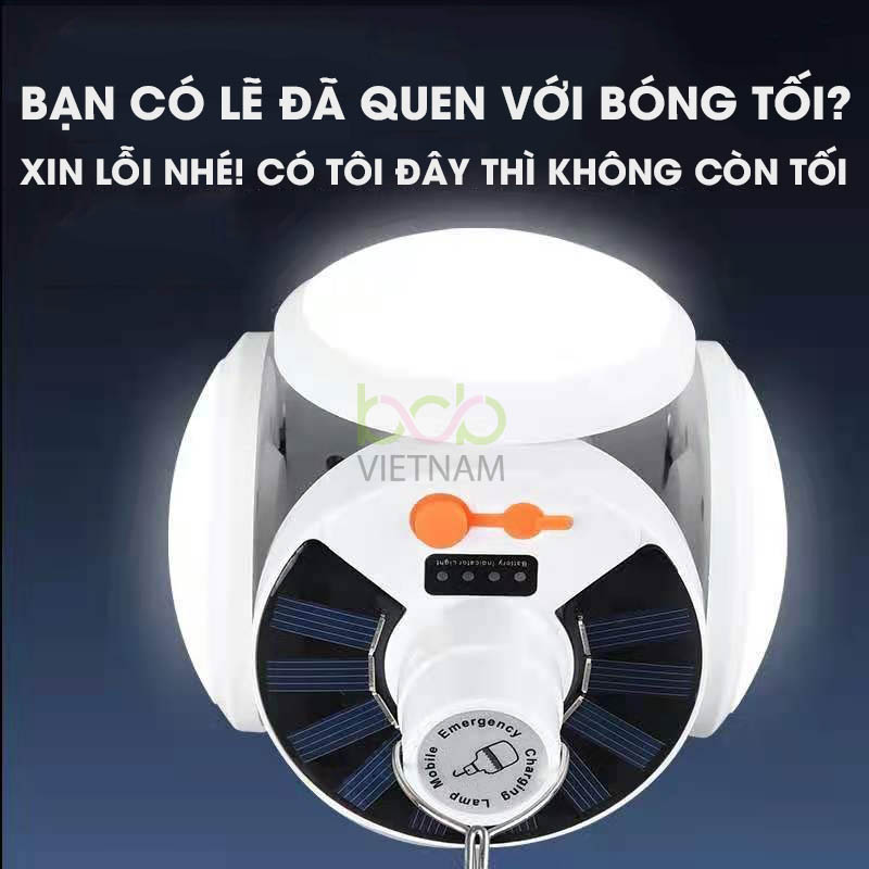 Đèn Led Tích Điện Năng Lượng Mặt Trời 4 Cánh 40w Hiển Thị Dung Lượng Pin