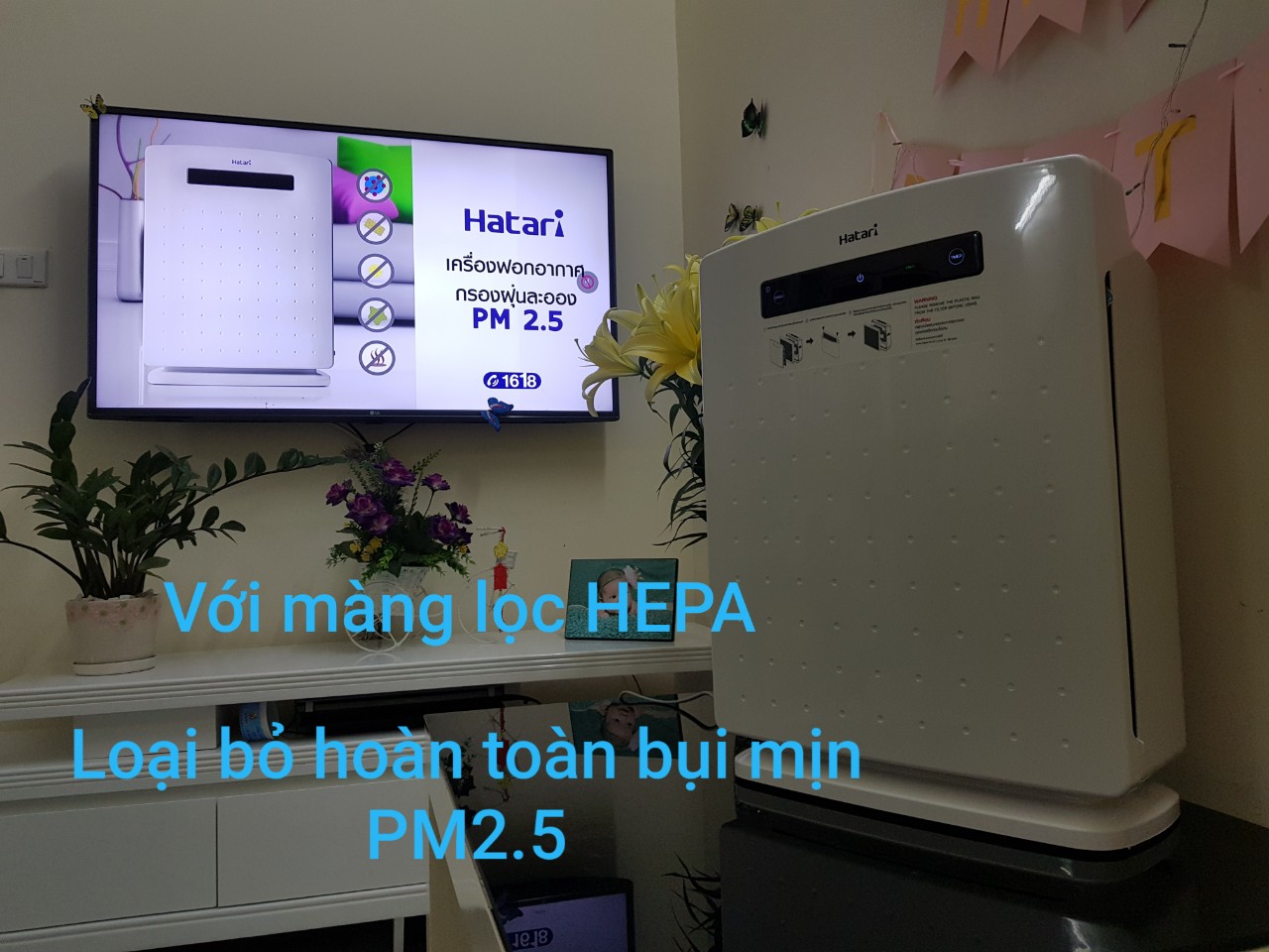 Máy Lọc Không Khí Cao Cấp Thái Lan, Màng lọc 4 lớp, Công suất 49W, Diện tích sử dụng 30m2, Lọc bụi mịn PM2.5, Tích hợp chế độ Ion âm, Plasma - HATARI AP12 - Điều Khiển Từ Xa Remote - Hàng Chính Hãng