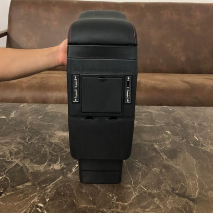 Hộp tỳ tay ô tô cao cấp Mazda 2 tích hợp 6 cổng USB EXPD-MZDA, chất liệu nhựa ABS và da PU cao cấp