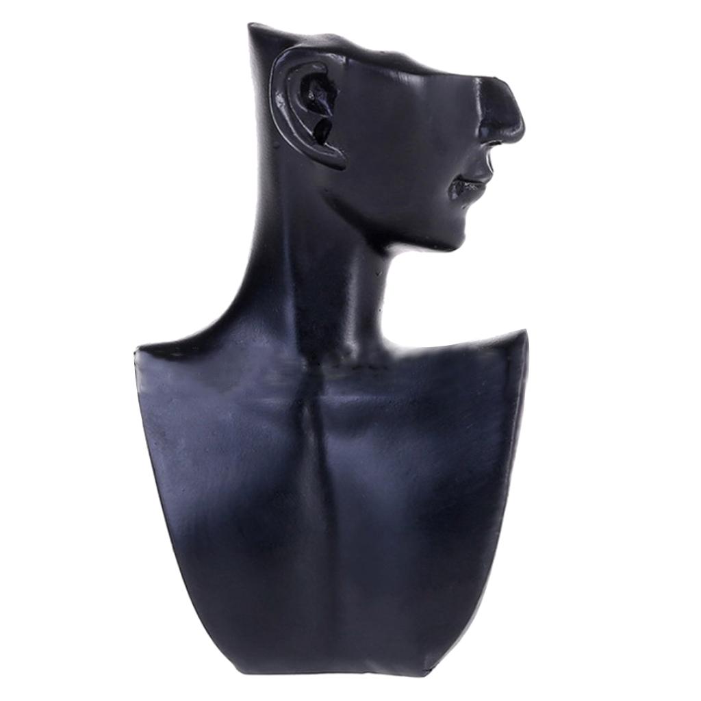 Female Fashion Jewelry Head Mannequin Bust Display, Resin Material, Black