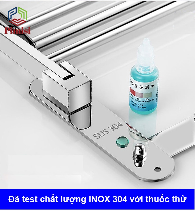 Kệ giá treo khăn tắm dán tường trong nhà vệ sinh Pimisi PR-011WM inox 304 giàn đa năng có kèm keo dán | hàng chính hãng