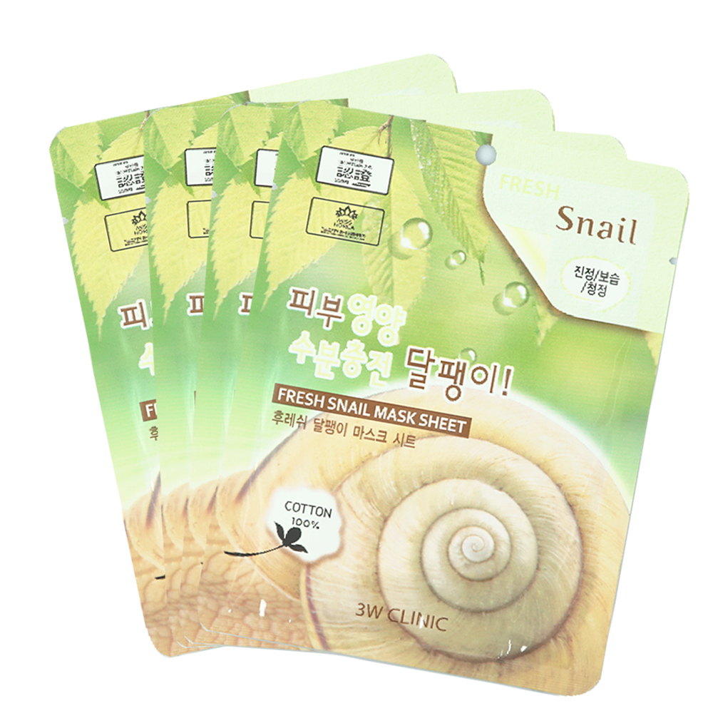 Bộ 10 gói mặt nạ dưỡng ẩm và chống lão hóa chiết xuất ốc sên 3W Clinic Fresh Snail Mask Sheet (23ml x 10) - Hàn Quốc Chính Hãng