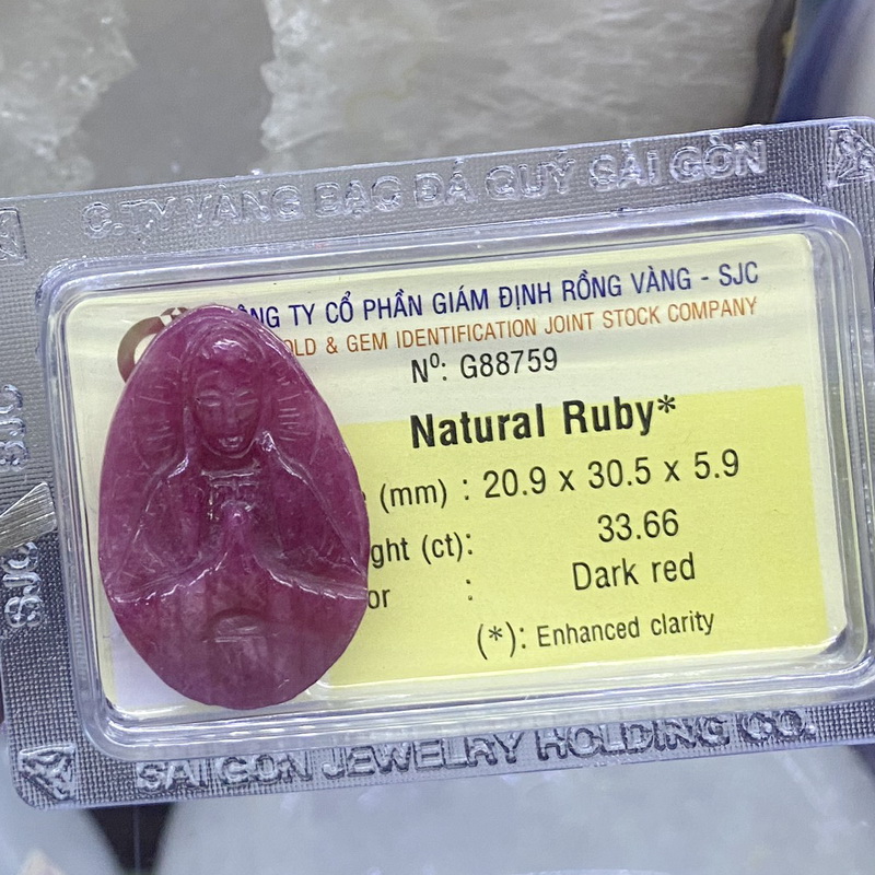Tượng Đức Mẹ Đá Ruby Kiểm Định Tự Nhiên Phong Thuỷ