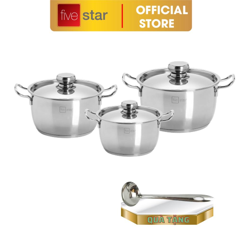 Bộ nồi 3 đáy inox 430 Thân Cool Standard nắp inox FS-B3010 , tặng 1 vá canh