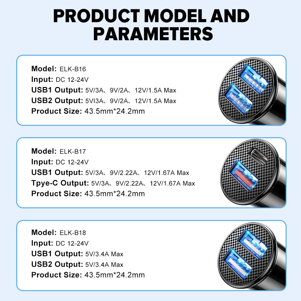 ELOUGH 40W PD USB C CAR SARGER QC 3.0 3A TYPE C